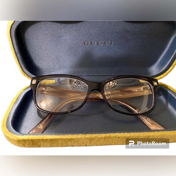 🇮🇹Dior~Transparent Brown Shiny Lightweight Eyeglass Frames Silver Logo/Details - Picture 13 of 14